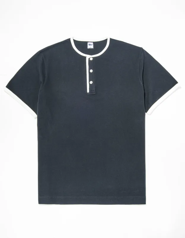 PIQUE HENLEY SHIRT - NAVY made by J. Press