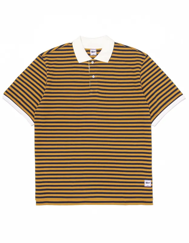 STRIPE INTERLOCK POLO SHIRT - NAVY/YELLOW sold by J. Press