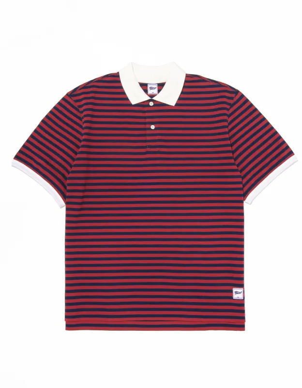 STRIPE INTERLOCK POLO SHIRT - NAVY/RED sold by J. Press