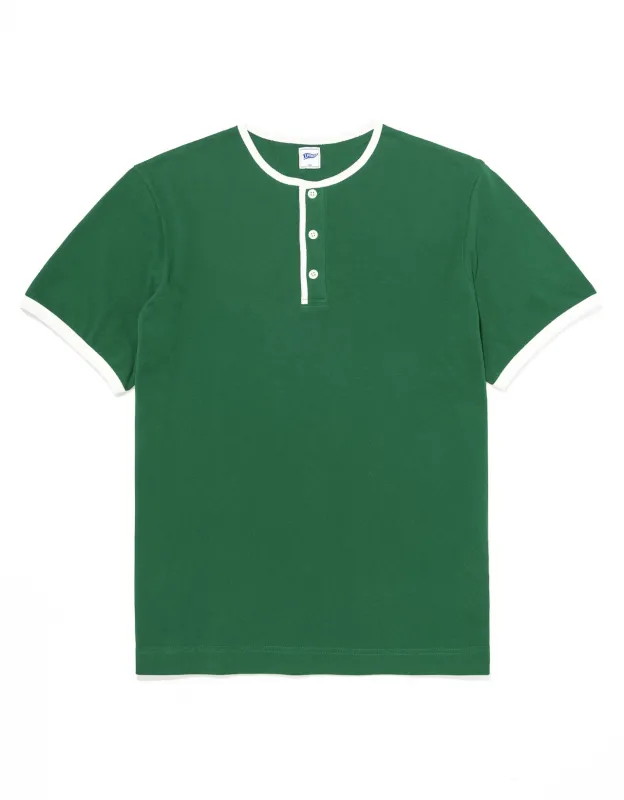 PIQUE HENLEY SHIRT - GREEN sold by J. Press