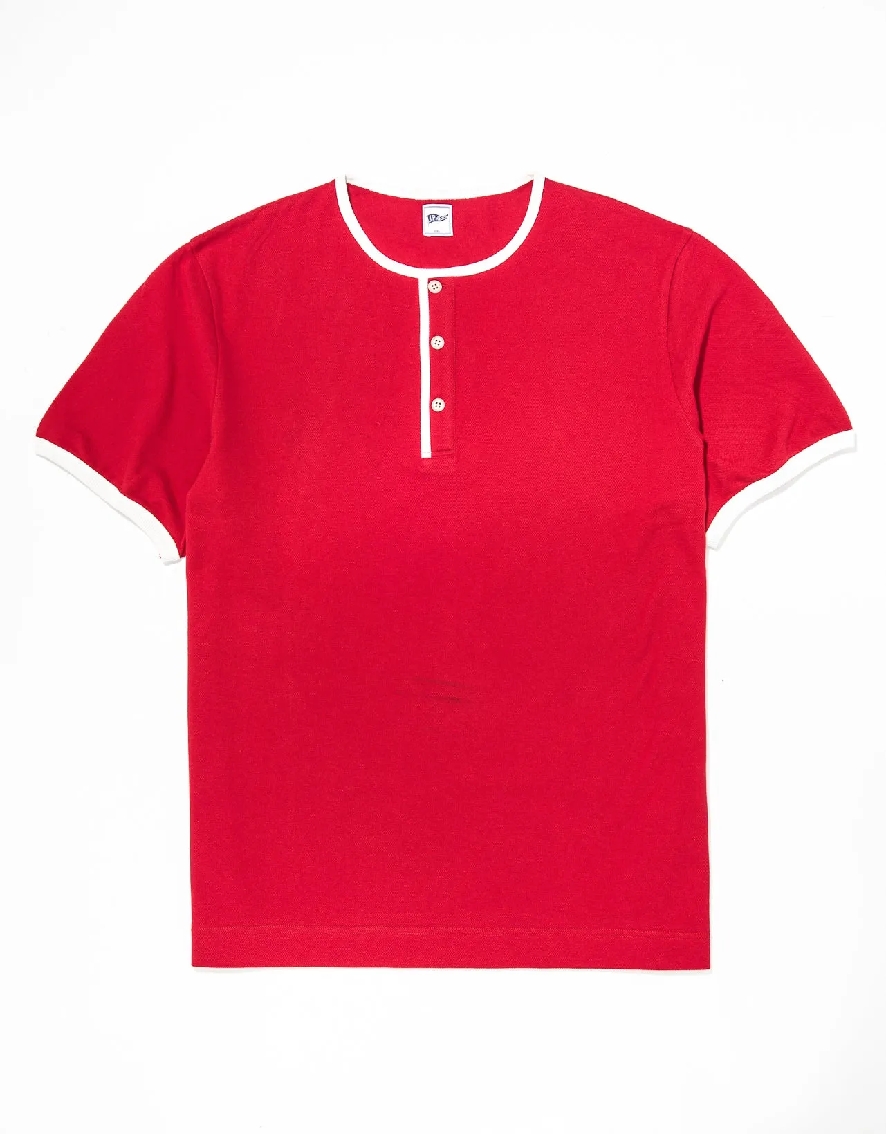 PIQUE HENLEY SHIRT - RED sold by J. Press