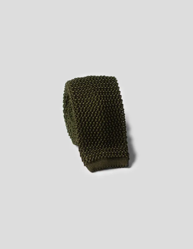 Made-in-Italy Olive Solid Silk Knit Tie sold by J. Press