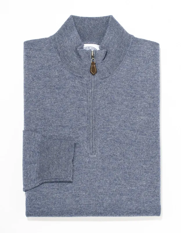 MERINO WOOL 1/4 ZIP UP - BLUE sold by J. Press