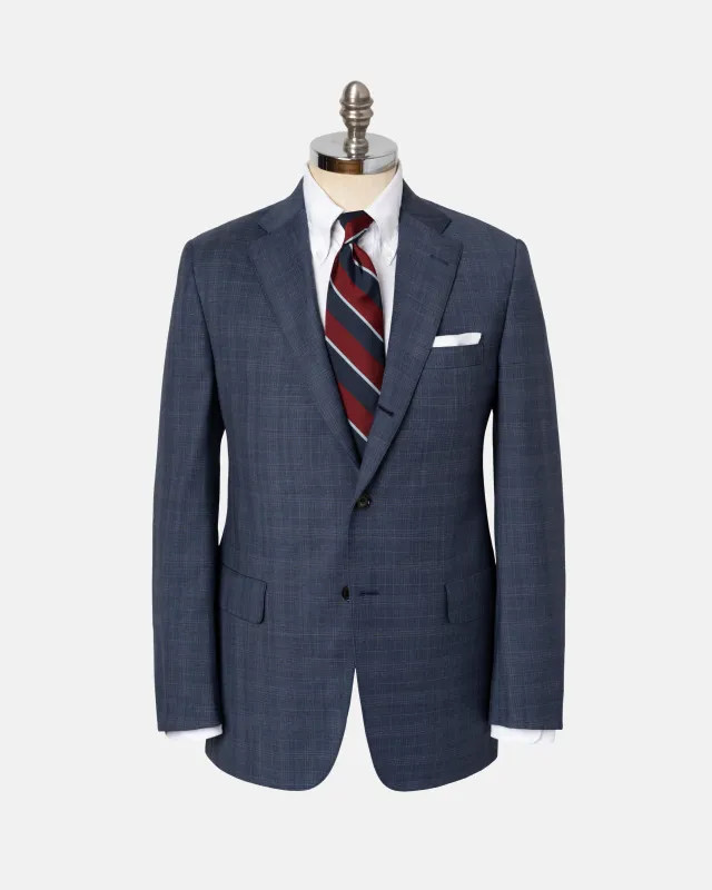 Made-in-USA Medium Blue Plaid Wool Suit sold by J. Press