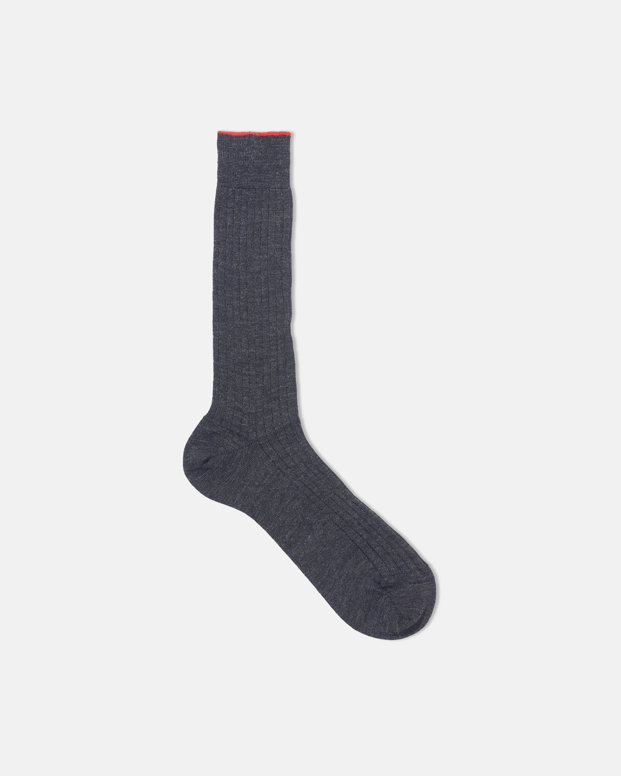 Made-in-Italy Charcoal Mid-Calf Merino Wool Socks sold by J. Press