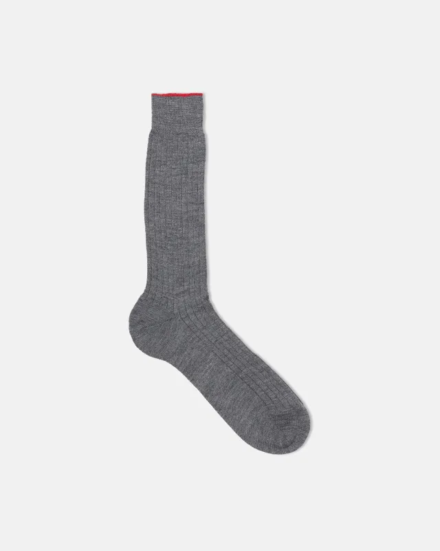 Made-in-Italy Medium Grey Mid-Calf Merino Wool Socks sold by J. Press