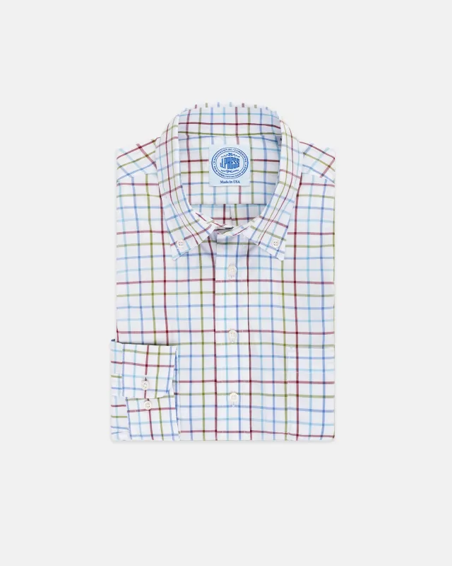 Olive & Burgundy Tattersall Button Down Sport Shirt - Classic Fit sold by J. Press