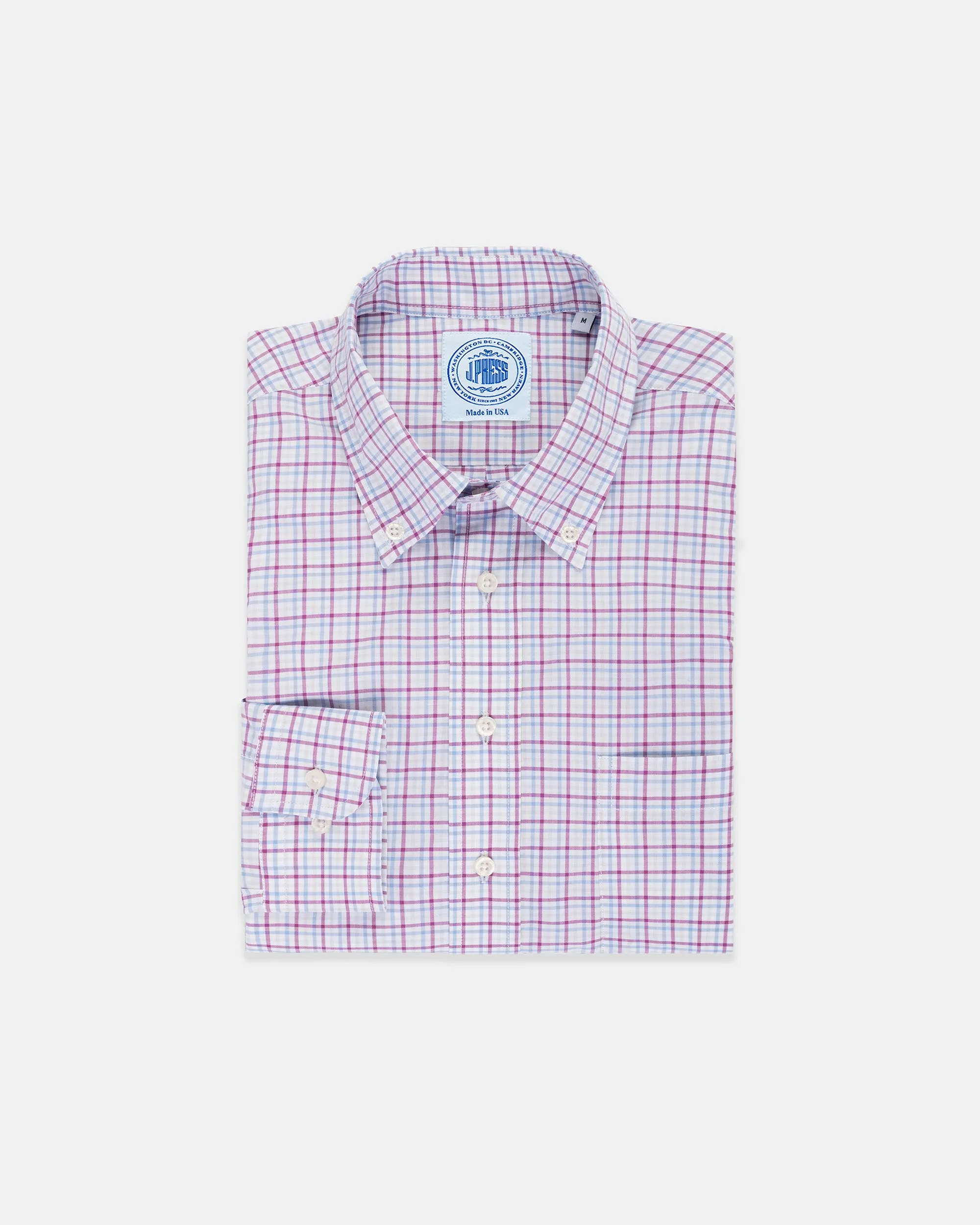Berry & Blue Checked Button Down Sport Shirt - Classic Fit sold by J. Press
