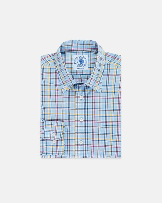 Blue Large Windowpane Button Down Sport Shirt - Classic Fit sold by J. Press