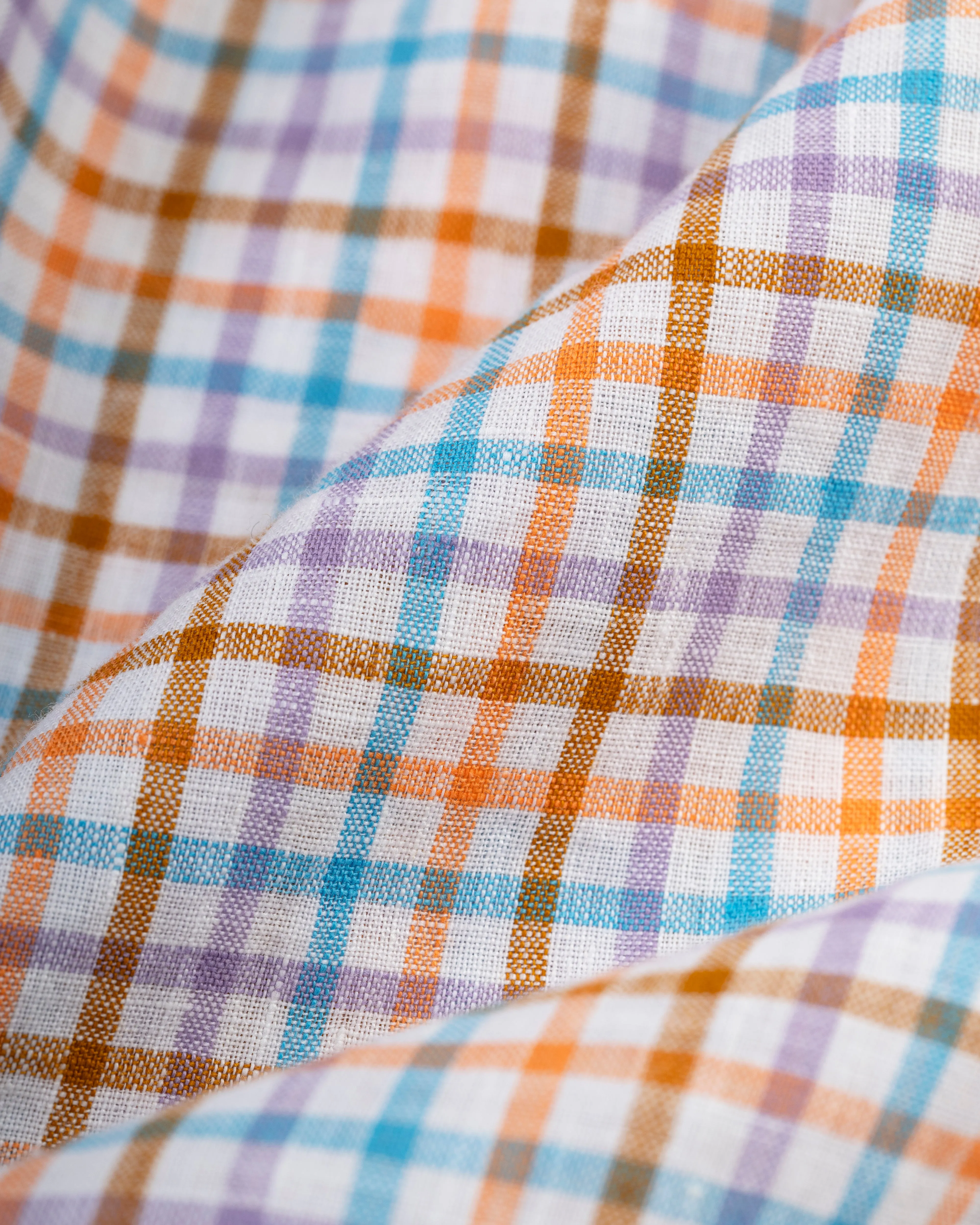 Teal & Orange Tattersall Linen Sport Shirt - Classic Fit sold by J. Press product image thumbnail 3