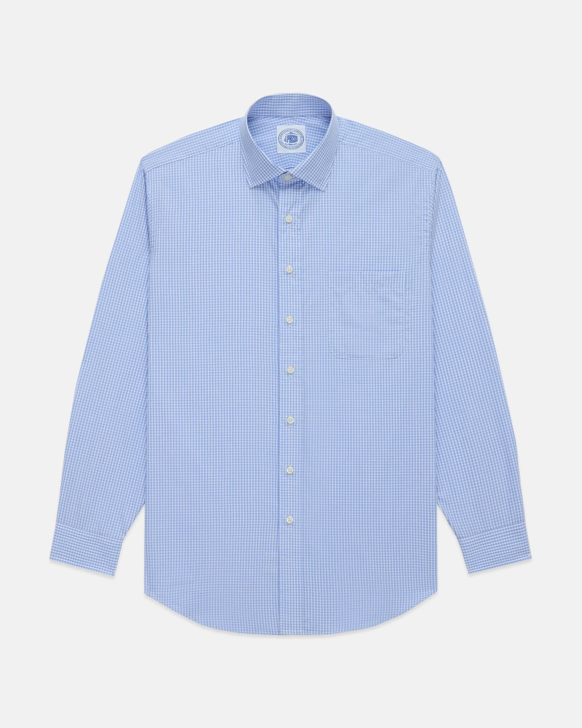 Made-in-Canada Blue Gingham Spread Collar Dress Shirt - Classic Fit sold by J. Press product image thumbnail 2
