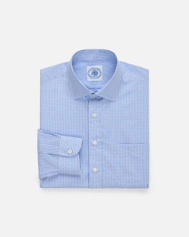 Made-in-Canada Blue Gingham Spread Collar Dress Shirt - Classic Fit sold by J. Press