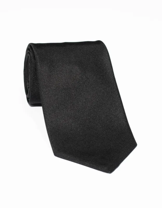 Made-in-Italy Black Solid Silk Repp Tie sold by J. Press