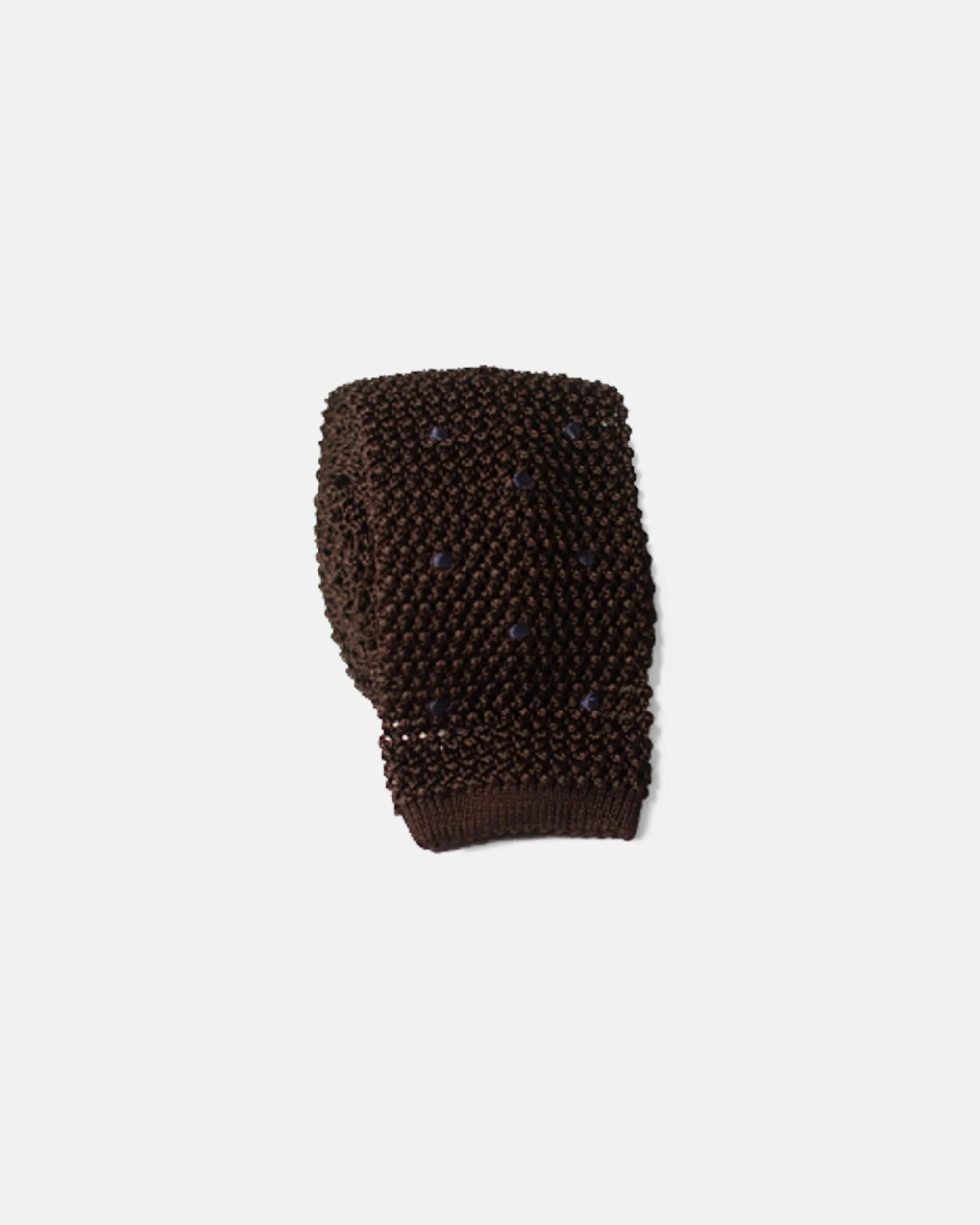 Made-in-Italy Brown & Blue Dot Silk Knit Tie sold by J. Press