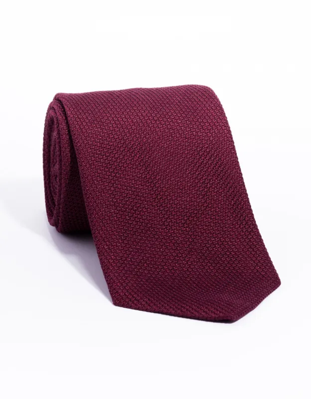 Made-in-England Solid Burgundy Grenadine Tie sold by J. Press