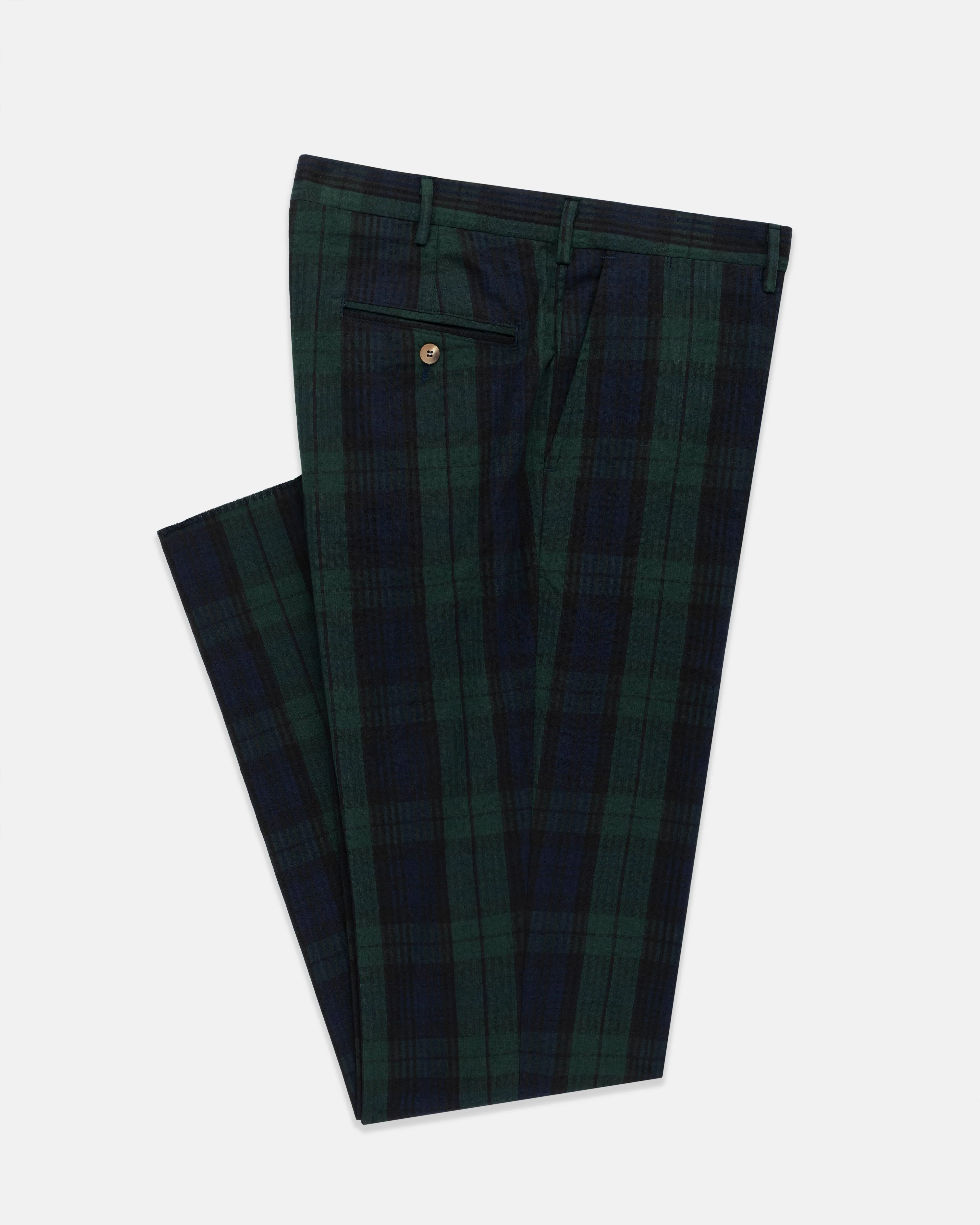 Made-in-USA Black Watch Tartan Seersucker Trouser sold by J. Press