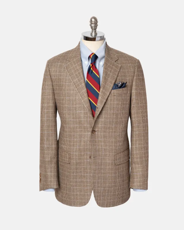 Made-in-Canada Light Brown & Blue Glen Plaid Silk/Wool Sport Coat sold by J. Press