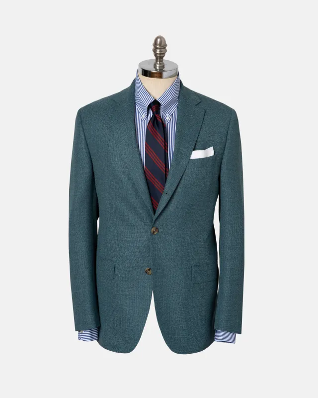 Made-in-Canada Solid Moss Green Wool Hopsack Sport Coat sold by J. Press