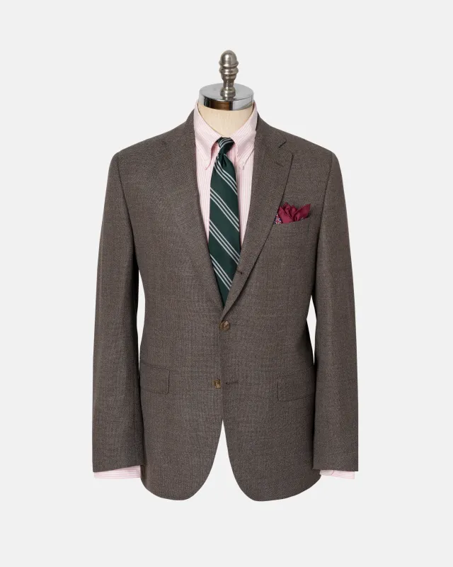 Made-in-Canada Solid Brown Wool Hopsack Sport Coat sold by J. Press