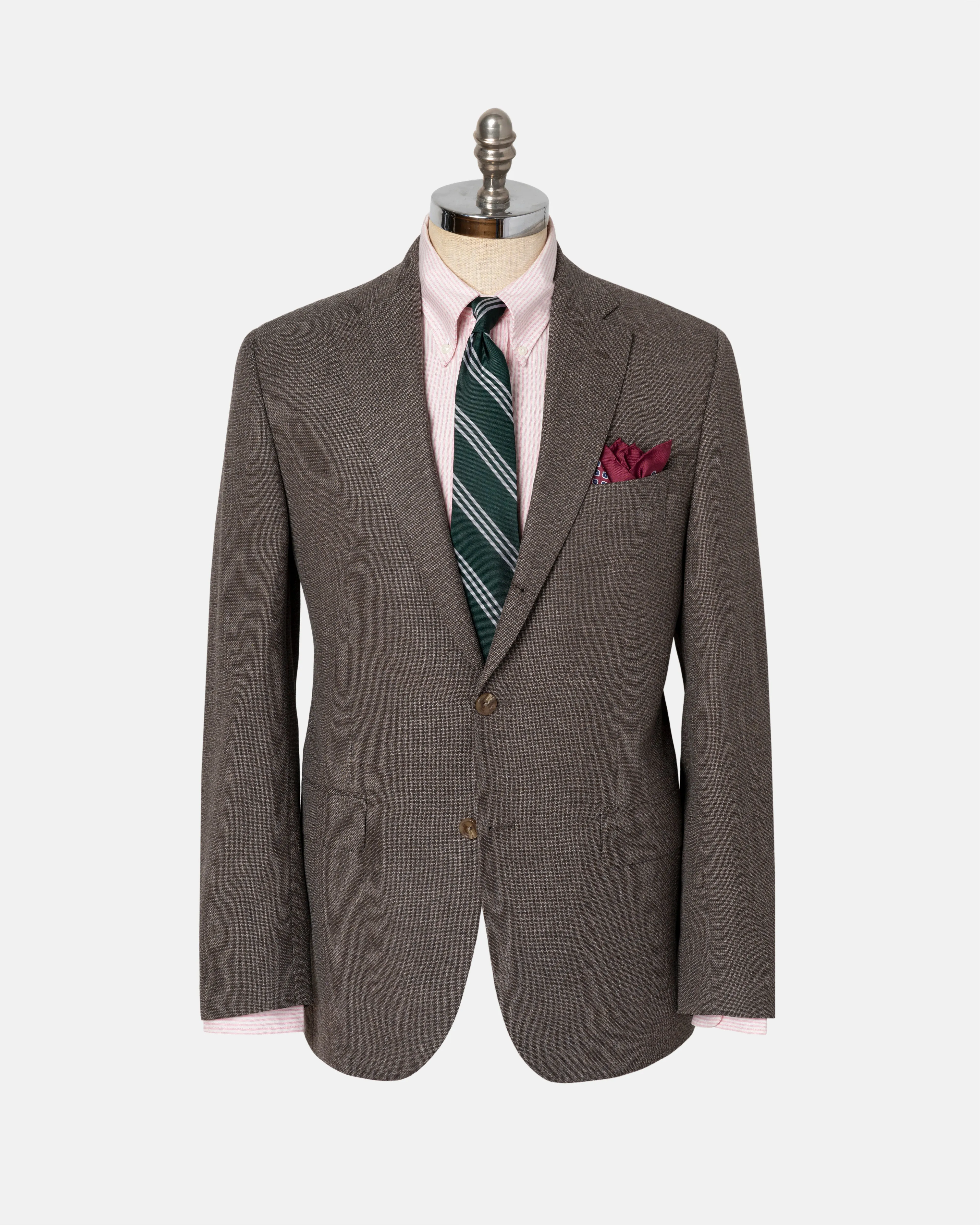 Made-in-Canada Solid Brown Wool Hopsack Sport Coat sold by J. Press