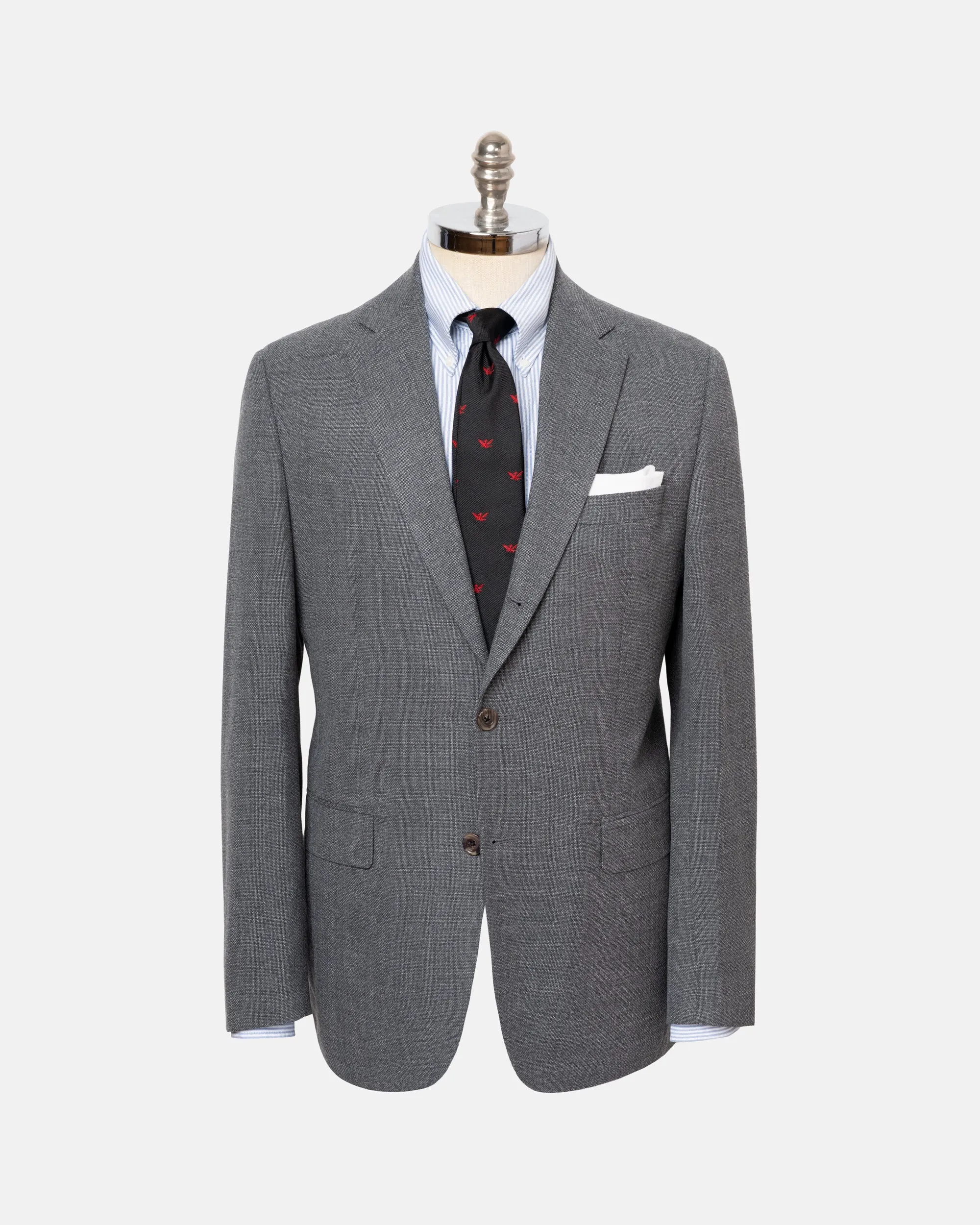Made-in-Canada Solid Grey Wool Hopsack Sport Coat sold by J. Press