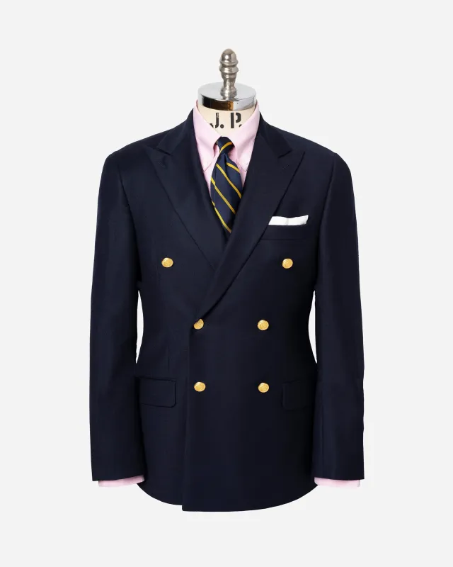 Made-in-USA Double-Breasted Navy Doeskin Blazer sold by J. Press