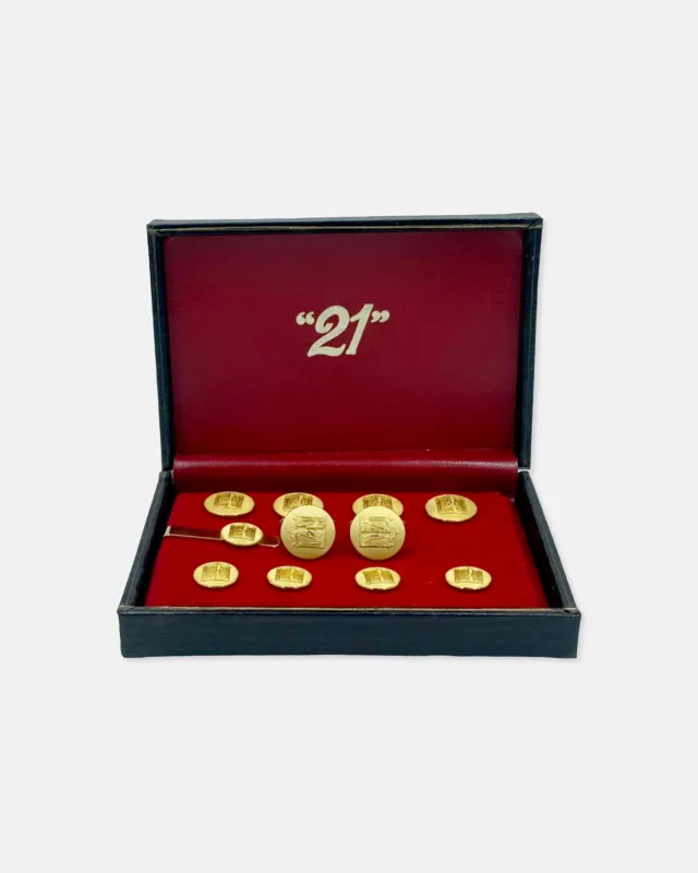 Vintage The 21 Club NYC Restaurant Cufflinks, 8 Buttons, Tie Clip made by J. Press