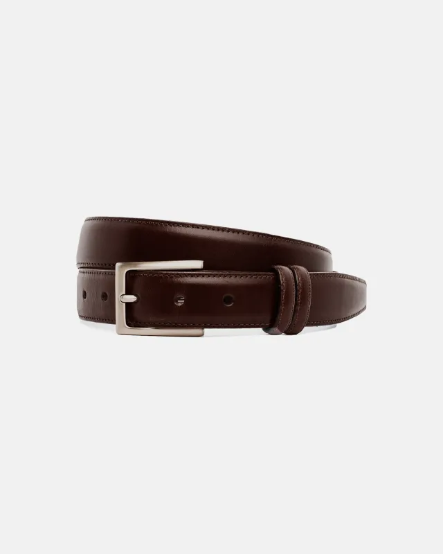 Made-in-USA Brown Italian Leather Belt sold by J. Press