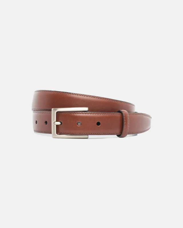 Made-in-USA Cognac Italian Leather Belt sold by J. Press