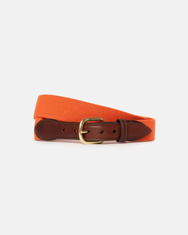 Made-in-USA Solid Orange Belgian Stretch Surcingle Belt sold by J. Press