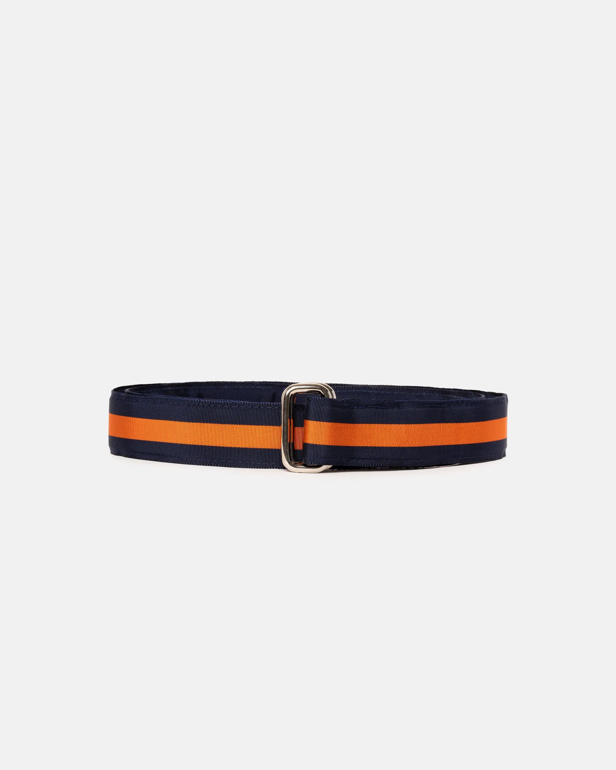 Made-in-USA Navy & Orange Striped Grosgrain Ribbon Belt sold by J. Press
