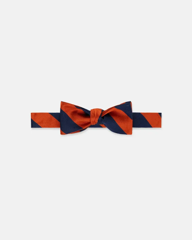 Made-in-USA Navy & Orange Guard Stripe Silk Repp Bow Tie sold by J. Press