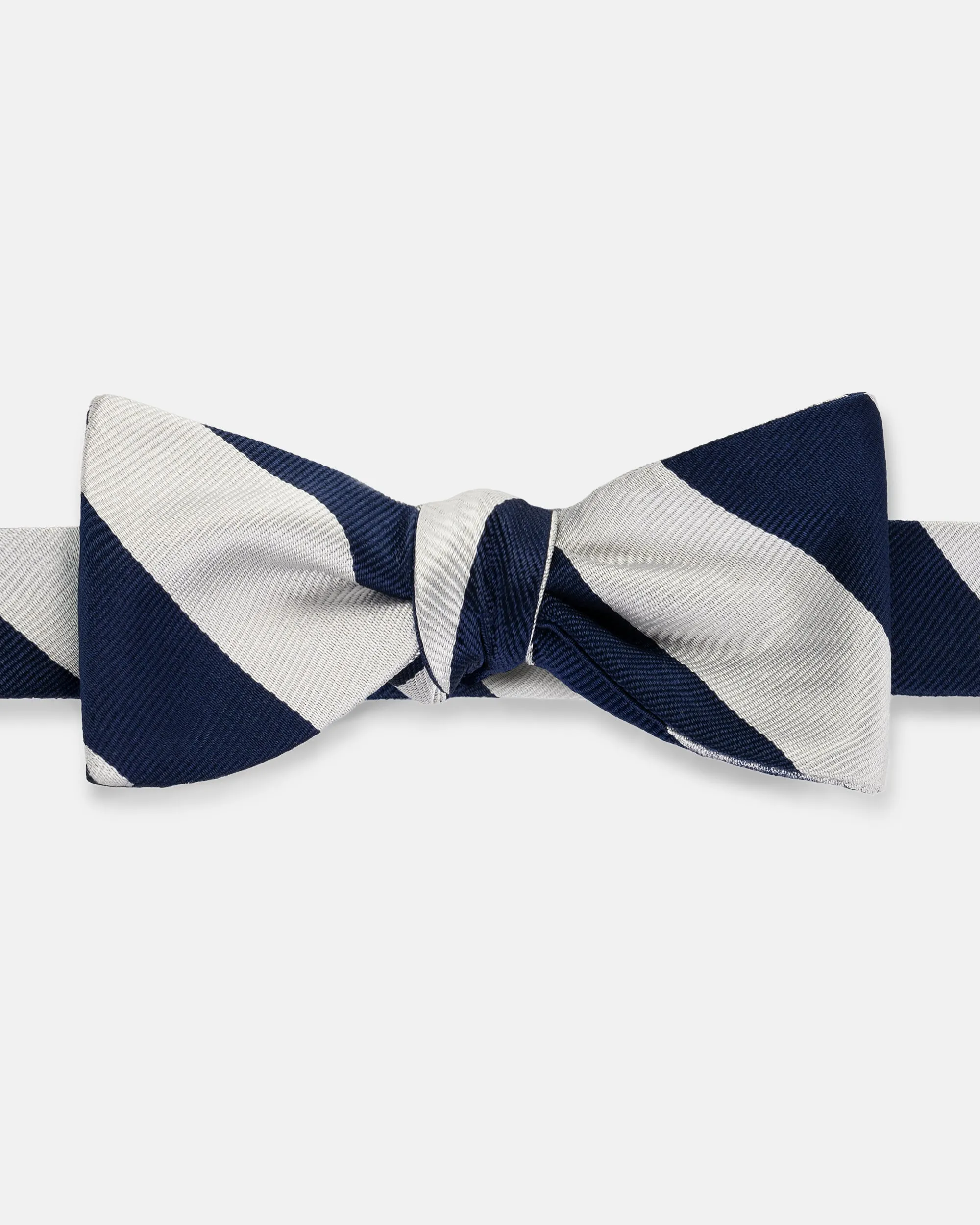 Made-in-USA Navy & Silver Guard Stripe Silk Repp Bow Tie sold by J. Press product image thumbnail 2
