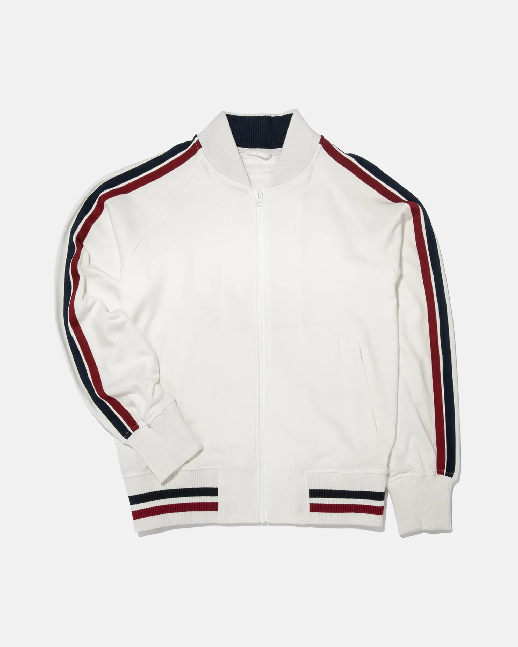 White, Maroon & Navy Cotton Tennis Jacket sold by J. Press