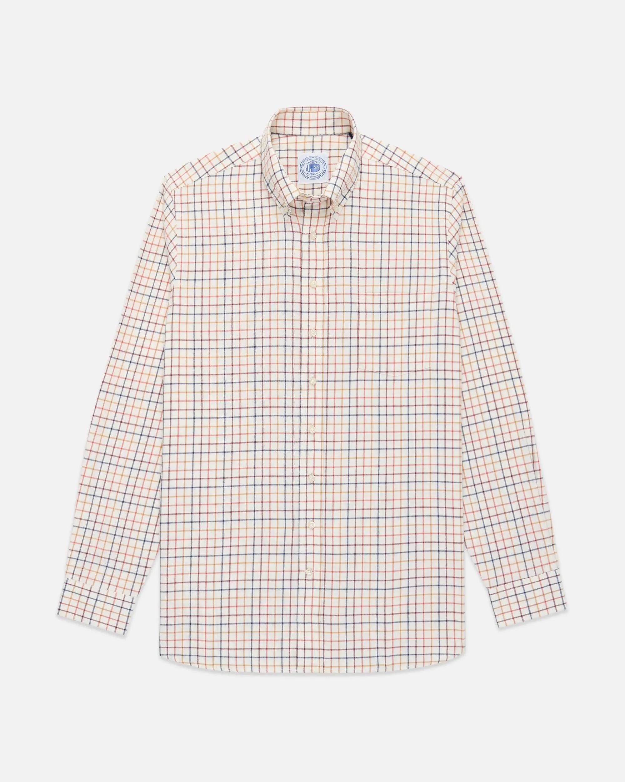 Tan, Rust, Burgundy & Navy Tattersall Cotton Flannel Button Down Sport Shirt - Classic Fit sold by J. Press product image thumbnail 2