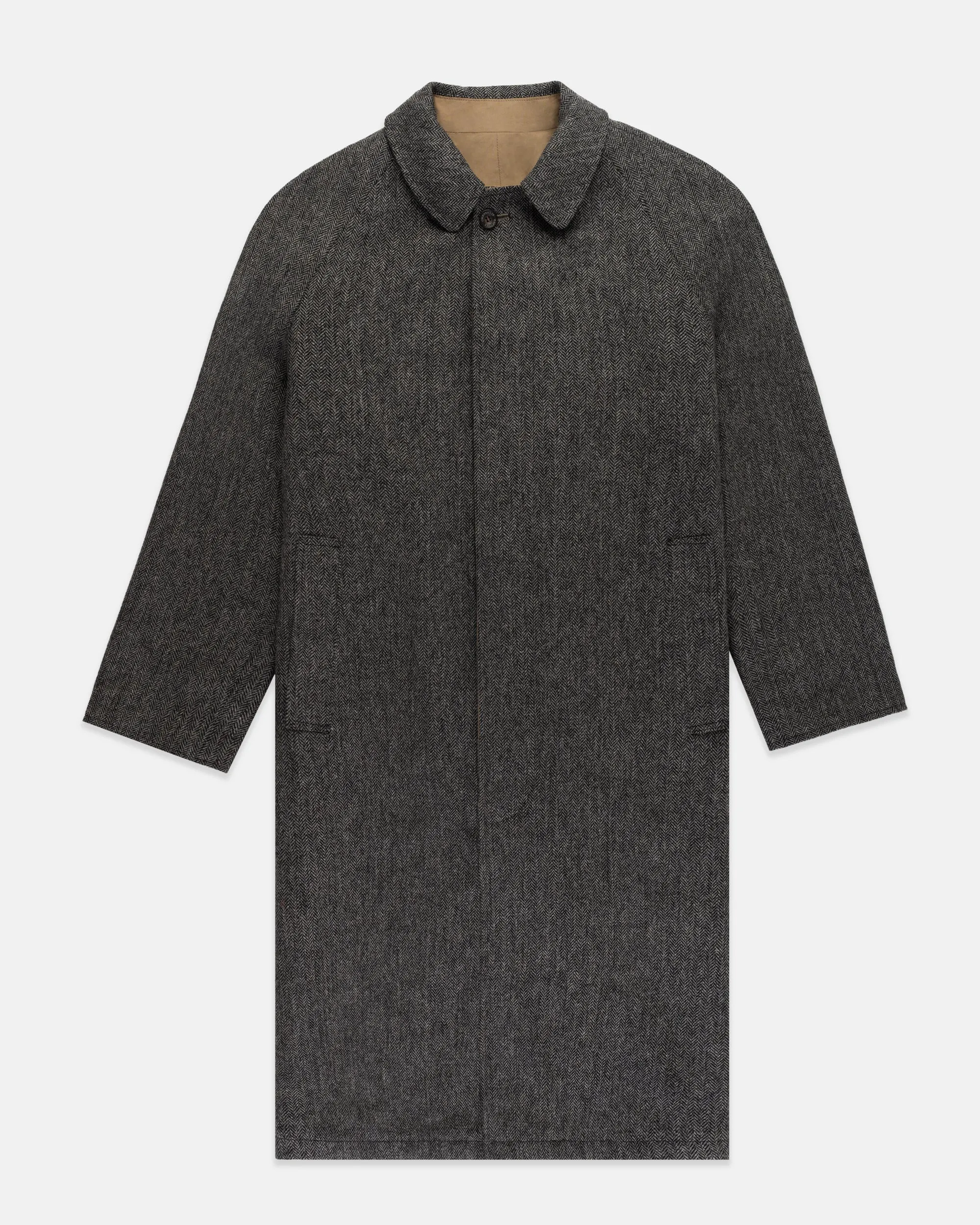 Made-in-England Twill-Tweed Reversible Top Coat sold by J. Press