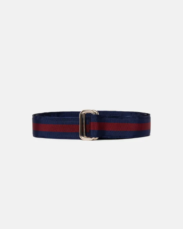 Made-in-USA Navy & Burgundy Striped Grosgrain Ribbon Belt sold by J. Press