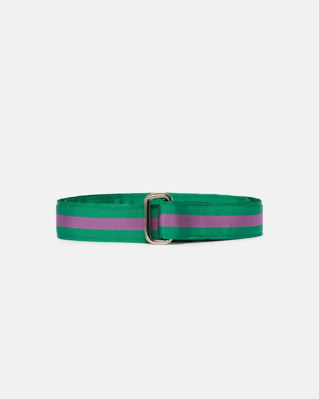 Made-in-USA Green & Purple Striped Grosgrain Ribbon Belt sold by J. Press