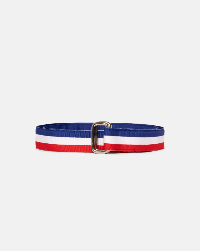 Made-in-USA Red, White & Blue Striped Grosgrain Ribbon Belt sold by J. Press