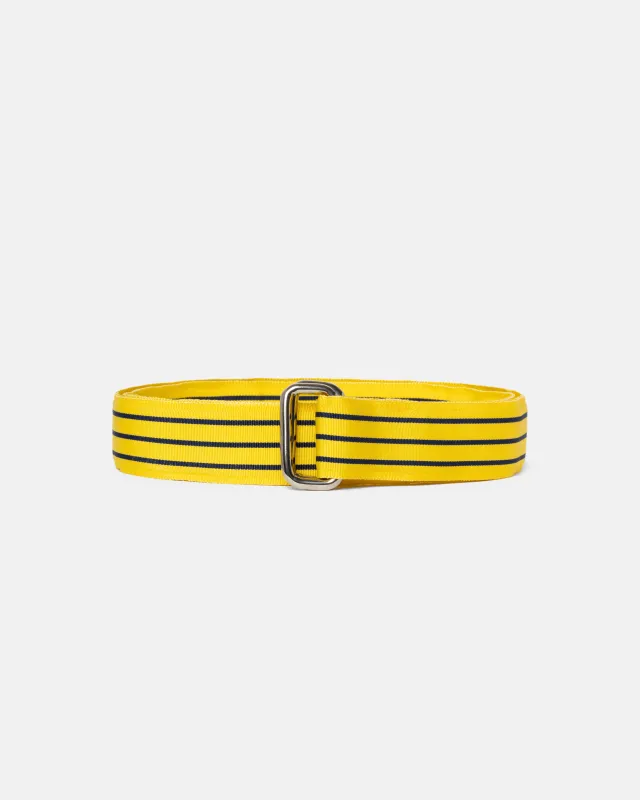 Made-in-USA Yellow & Navy Striped Grosgrain Ribbon Belt sold by J. Press