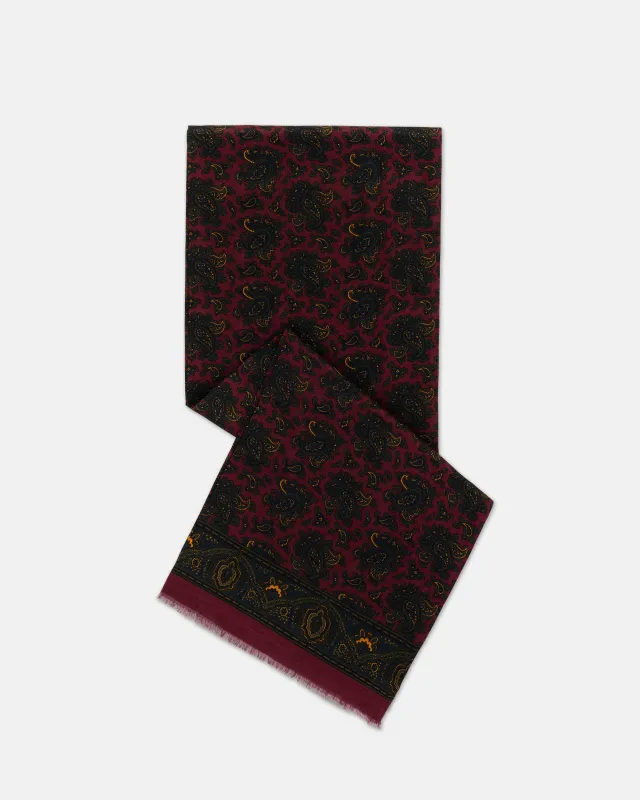 Made-in-England Burgundy Paisley Wool/Silk Scarf sold by J. Press