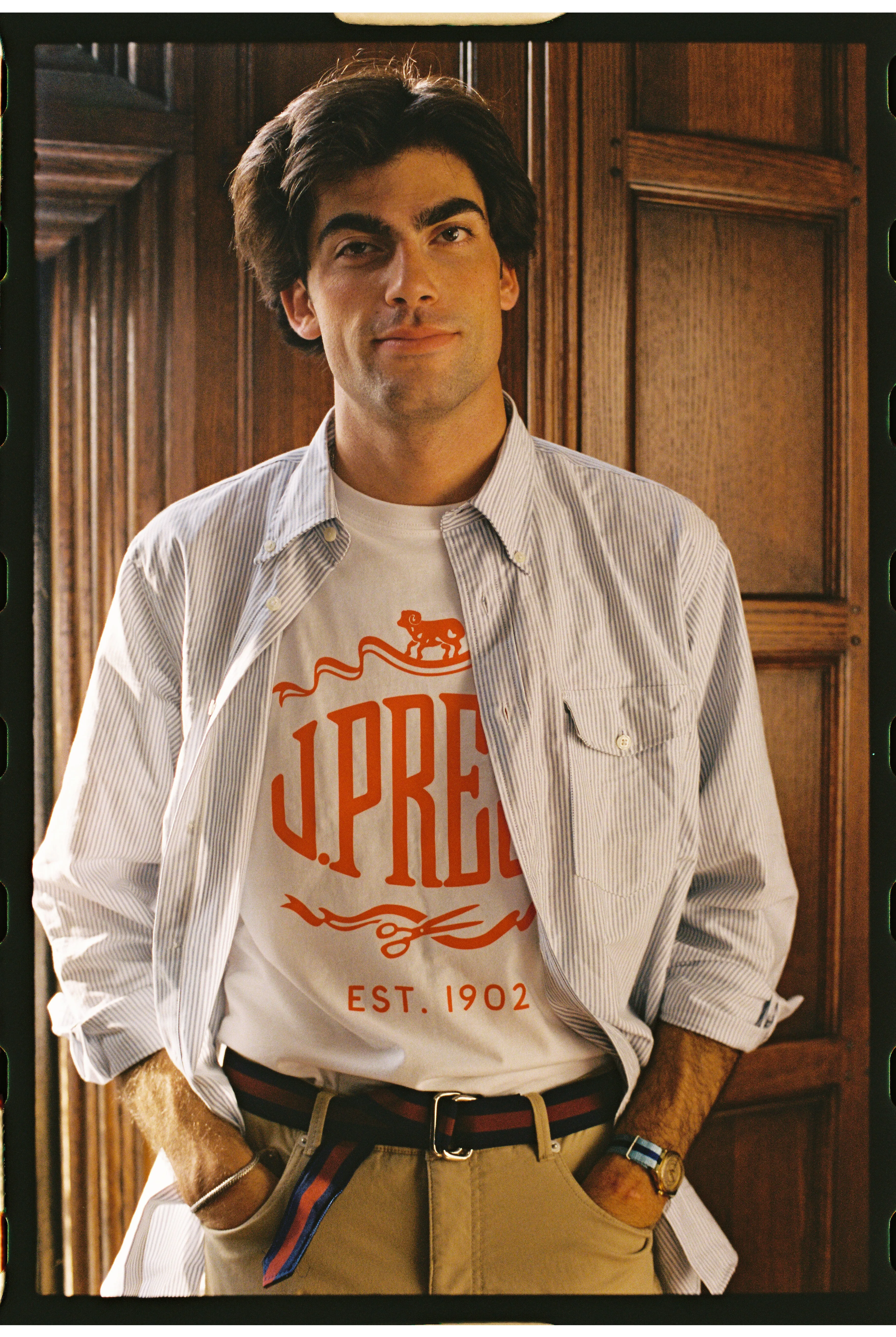 White J. Press "Sheep & Shears" Logo T-Shirt sold by J. Press product image thumbnail 2