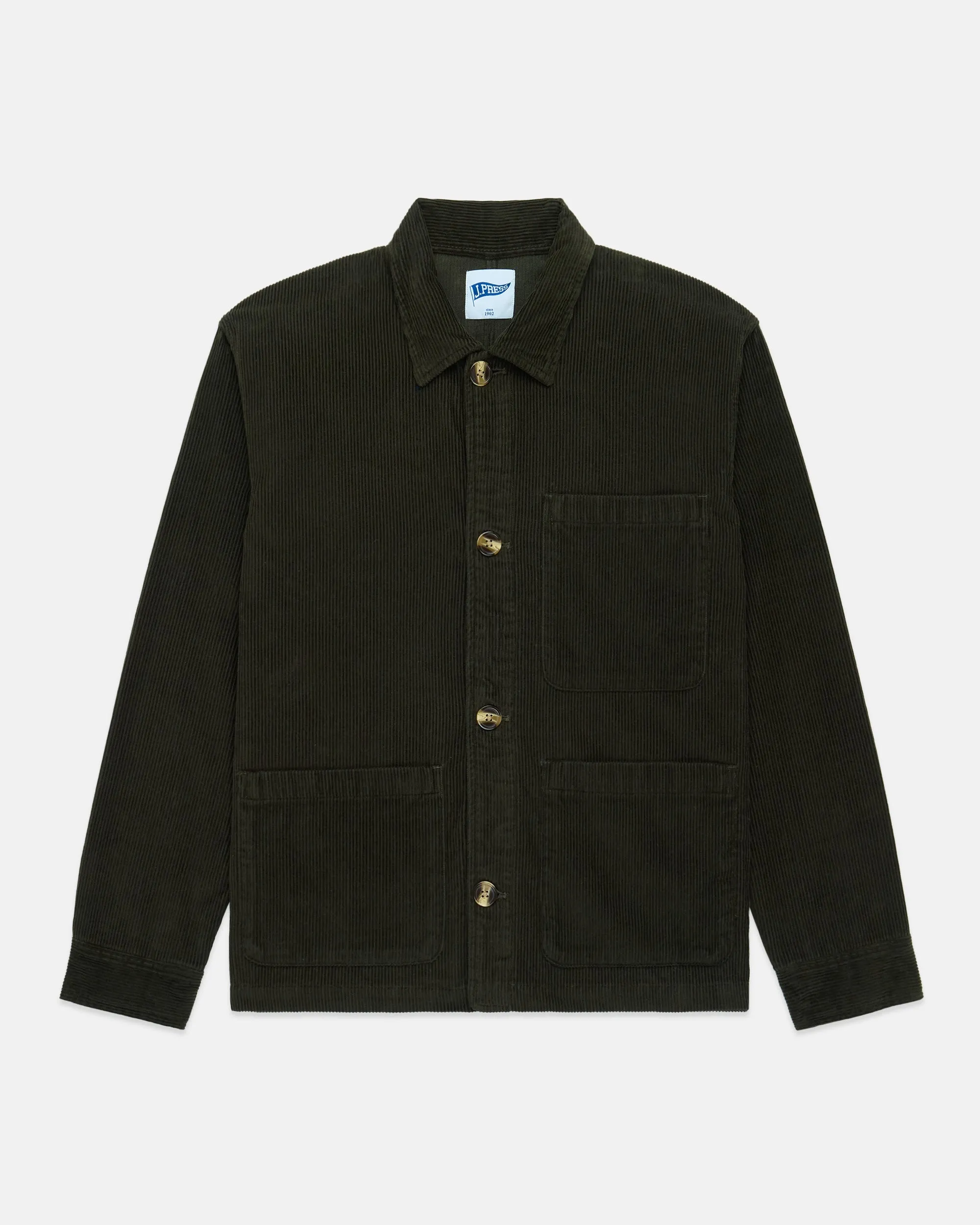 Olive Corduroy Chore Coat - Trim Fit sold by J. Press