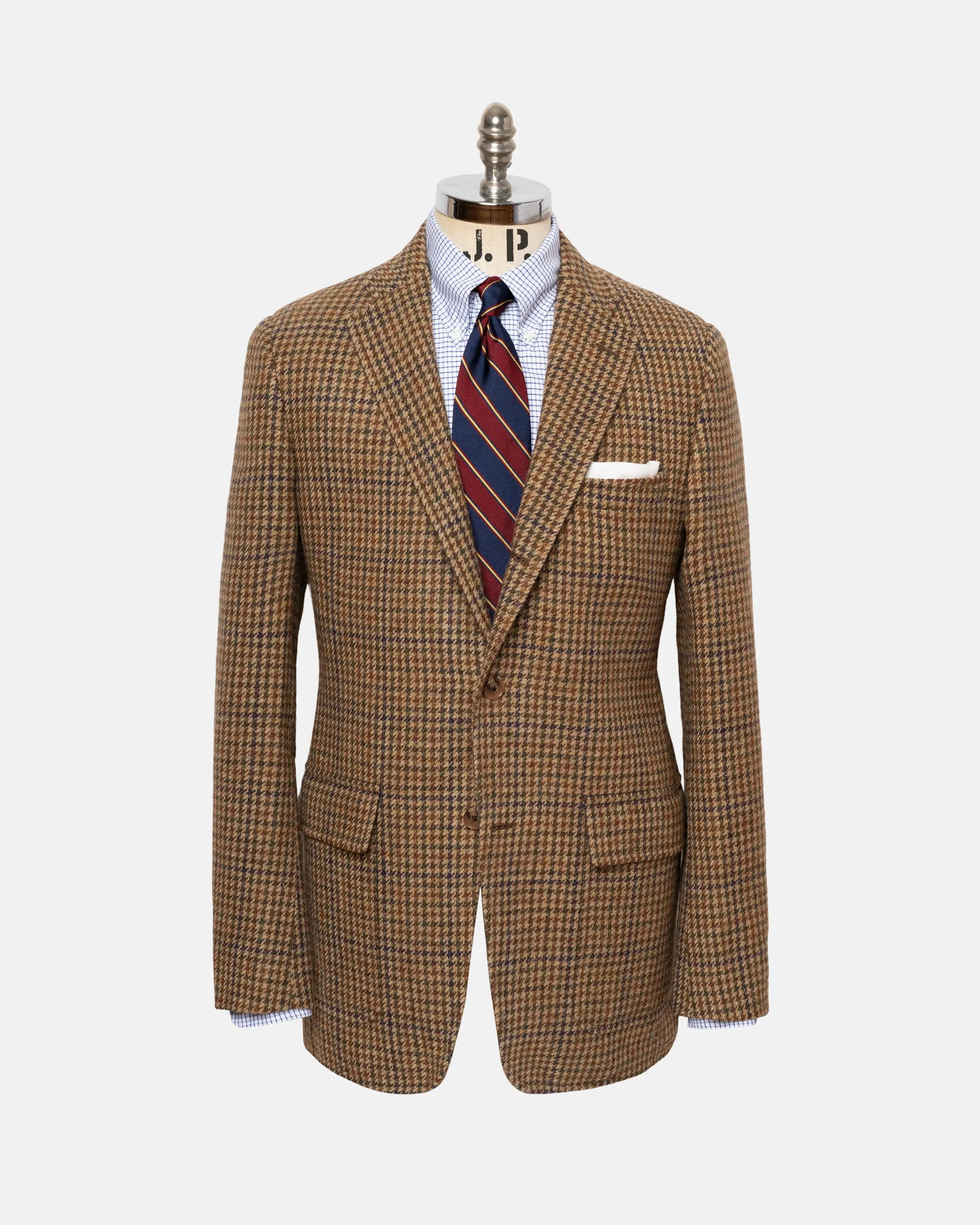 Made-in-USA Tan & Olive Houndstooth Donegal Mist Tweed Sport Coat sold by J. Press