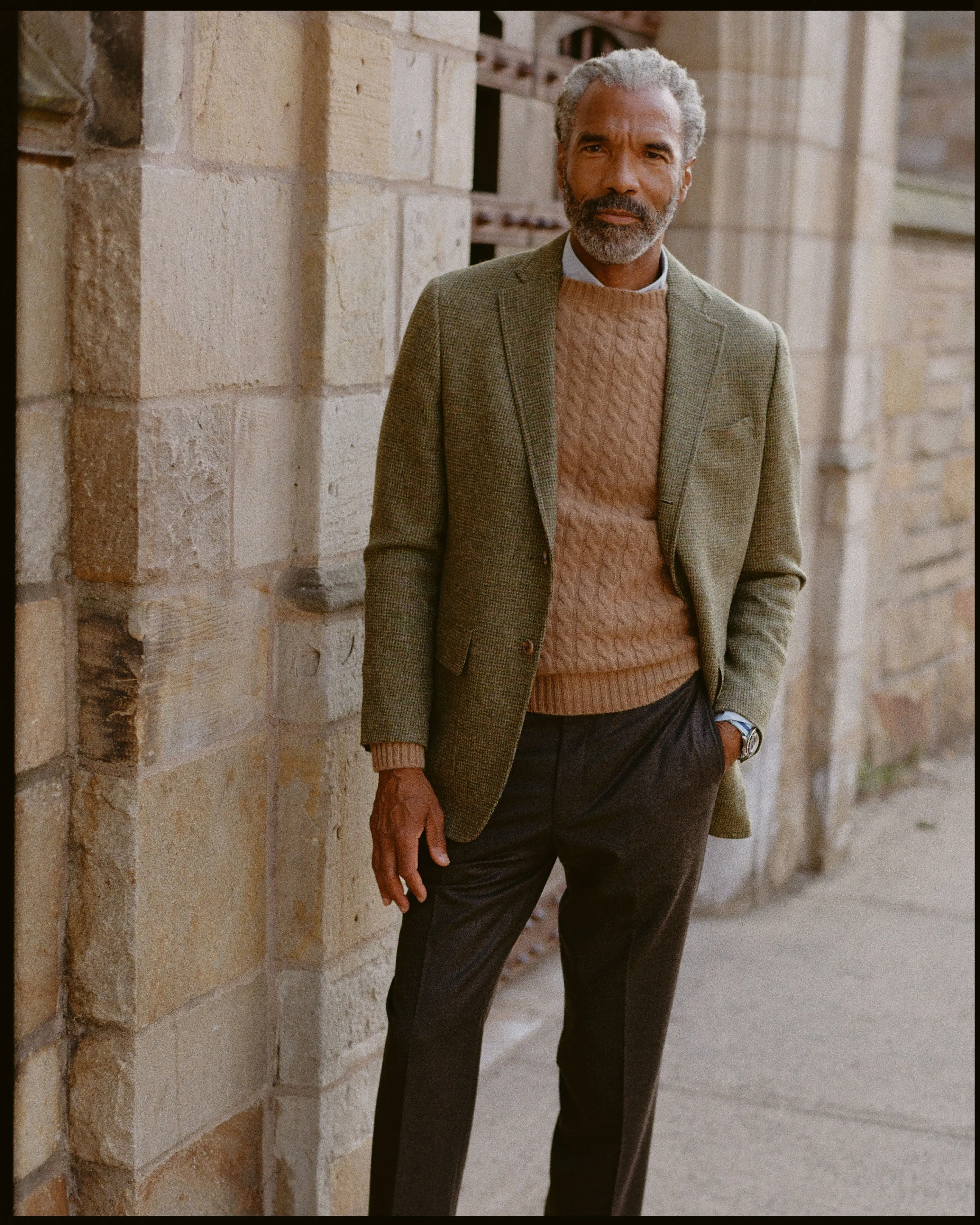 Made-in-USA Olive Tic Weave Cheviot Tweed Sport Coat sold by J. Press product image thumbnail 5