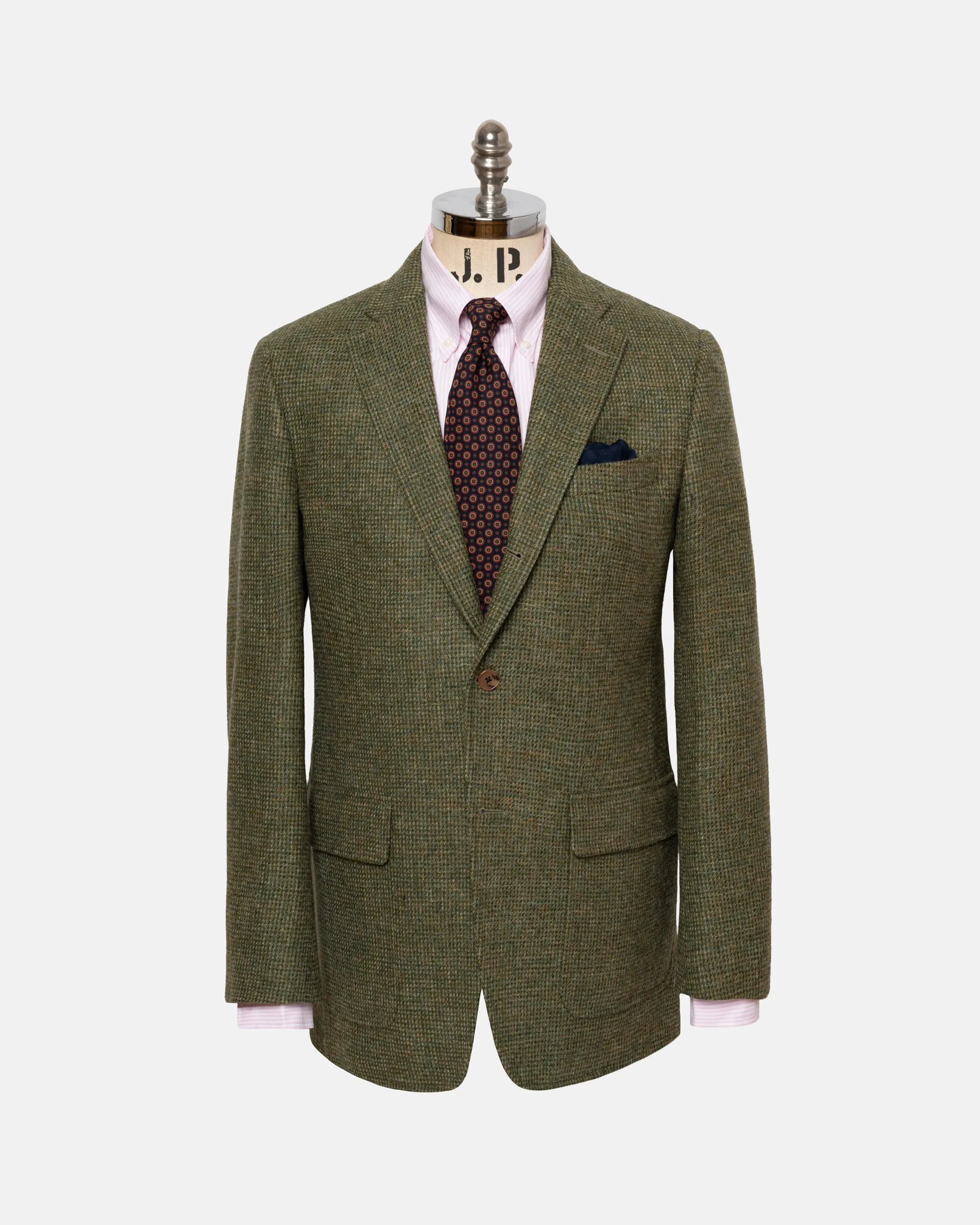Made-in-USA Olive Tic Weave Cheviot Tweed Sport Coat sold by J. Press product image thumbnail 2