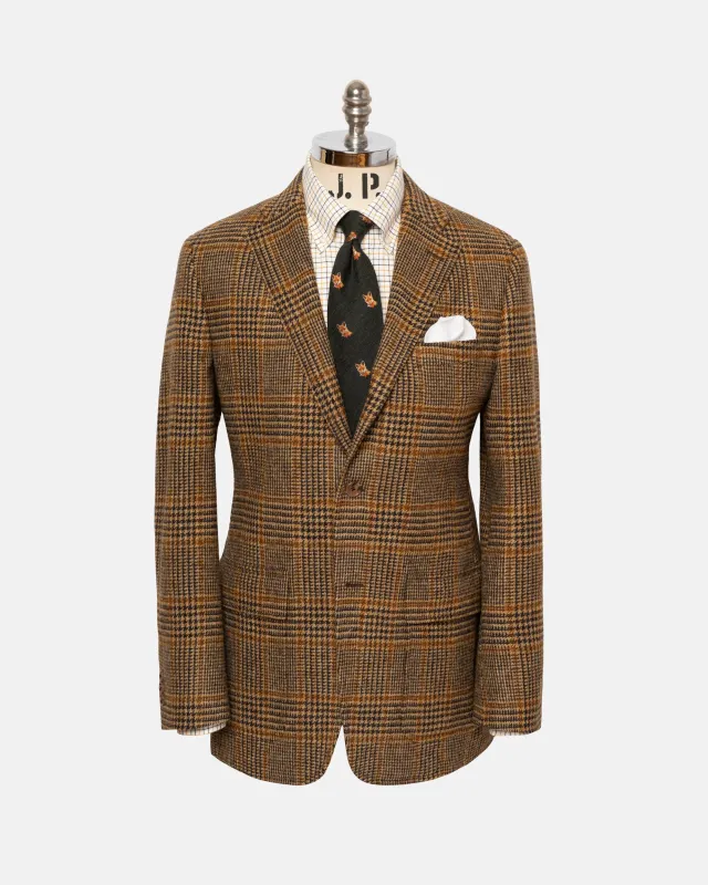 Made-in-USA Brown Prince of Wales Cheviot Tweed Sport Coat sold by J. Press