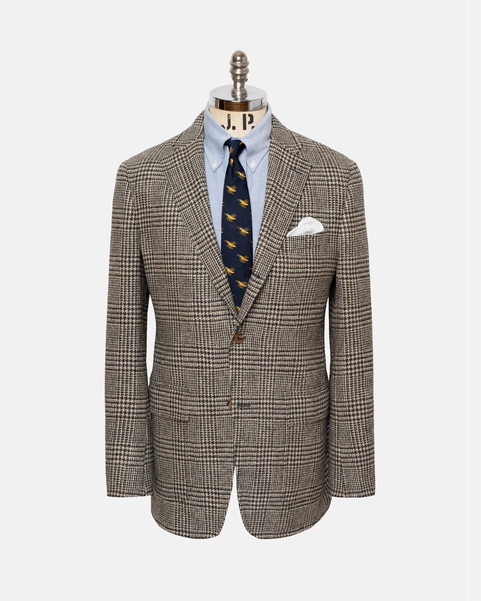 Made-in-USA Black & Cream Plaid Cheviot Tweed Sport Coat sold by J. Press