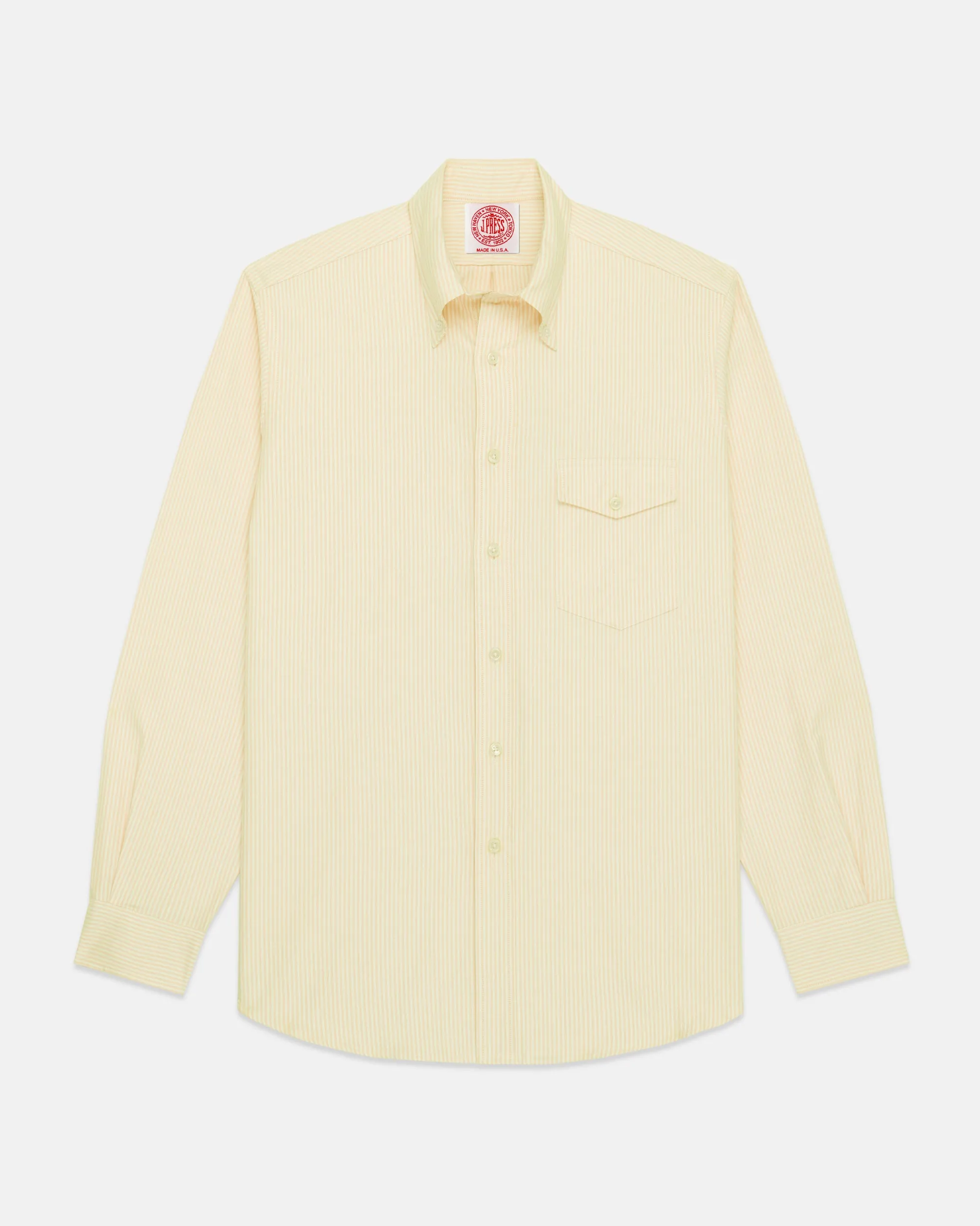 Made-in-USA Flap Pocket Yellow University Stripe Oxford Cloth Shirt - Classic Fit sold by J. Press product image thumbnail 2