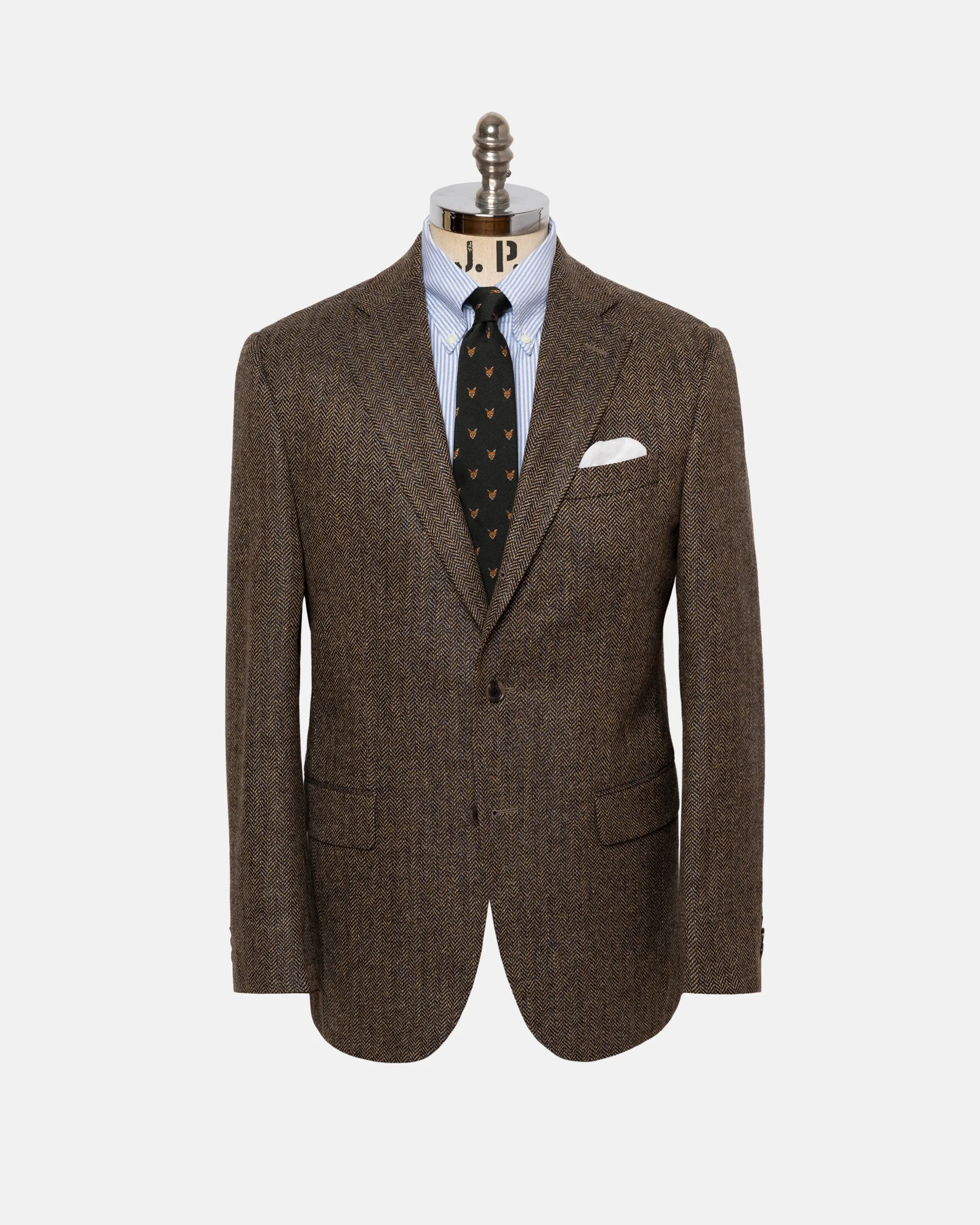 Made-in-Canada Tan Herringbone Wool/Cashmere Sport Coat sold by J. Press